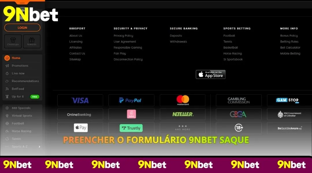 Preencher o Formulário 9NBET Saque